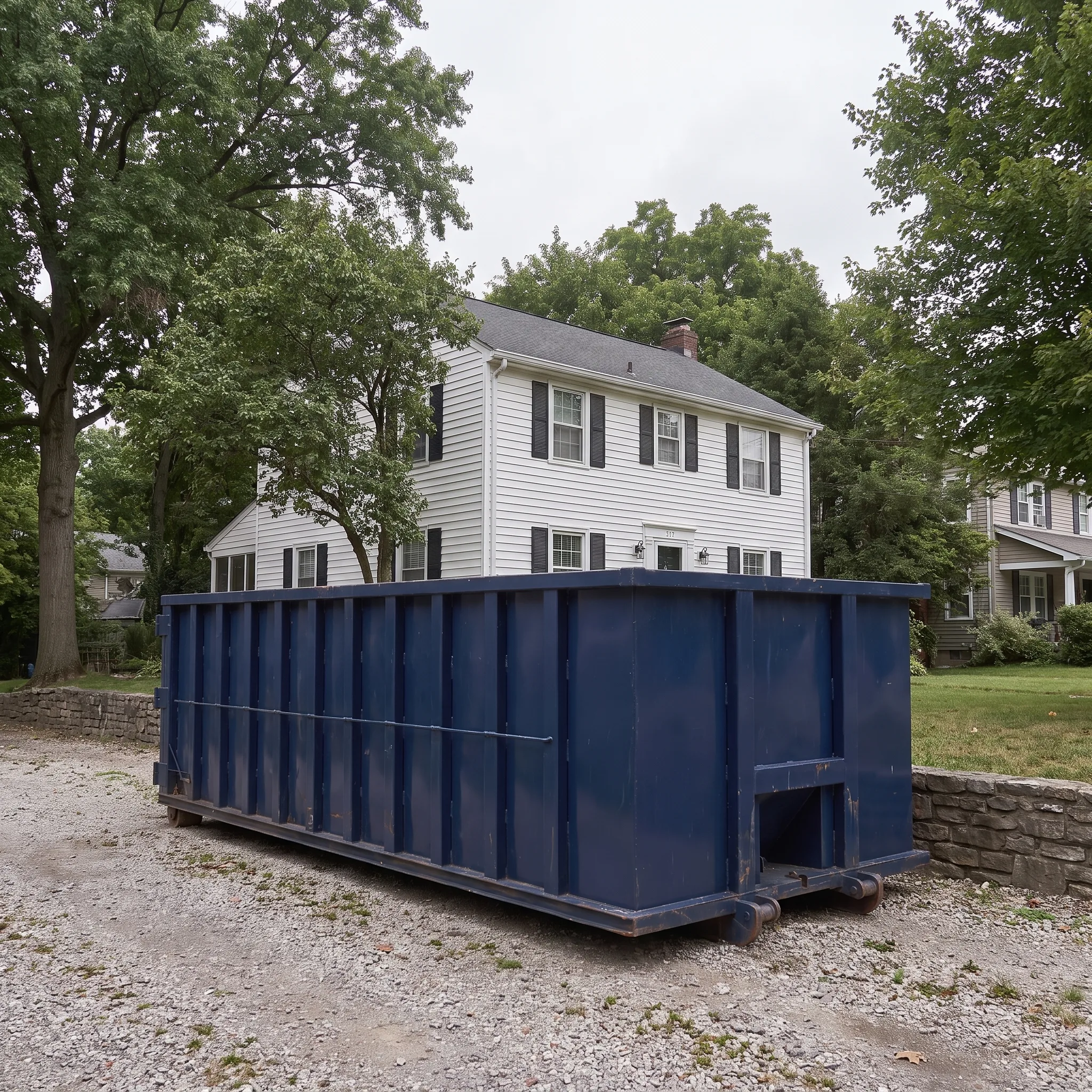 Roll-off dumpster on a Vermont job site