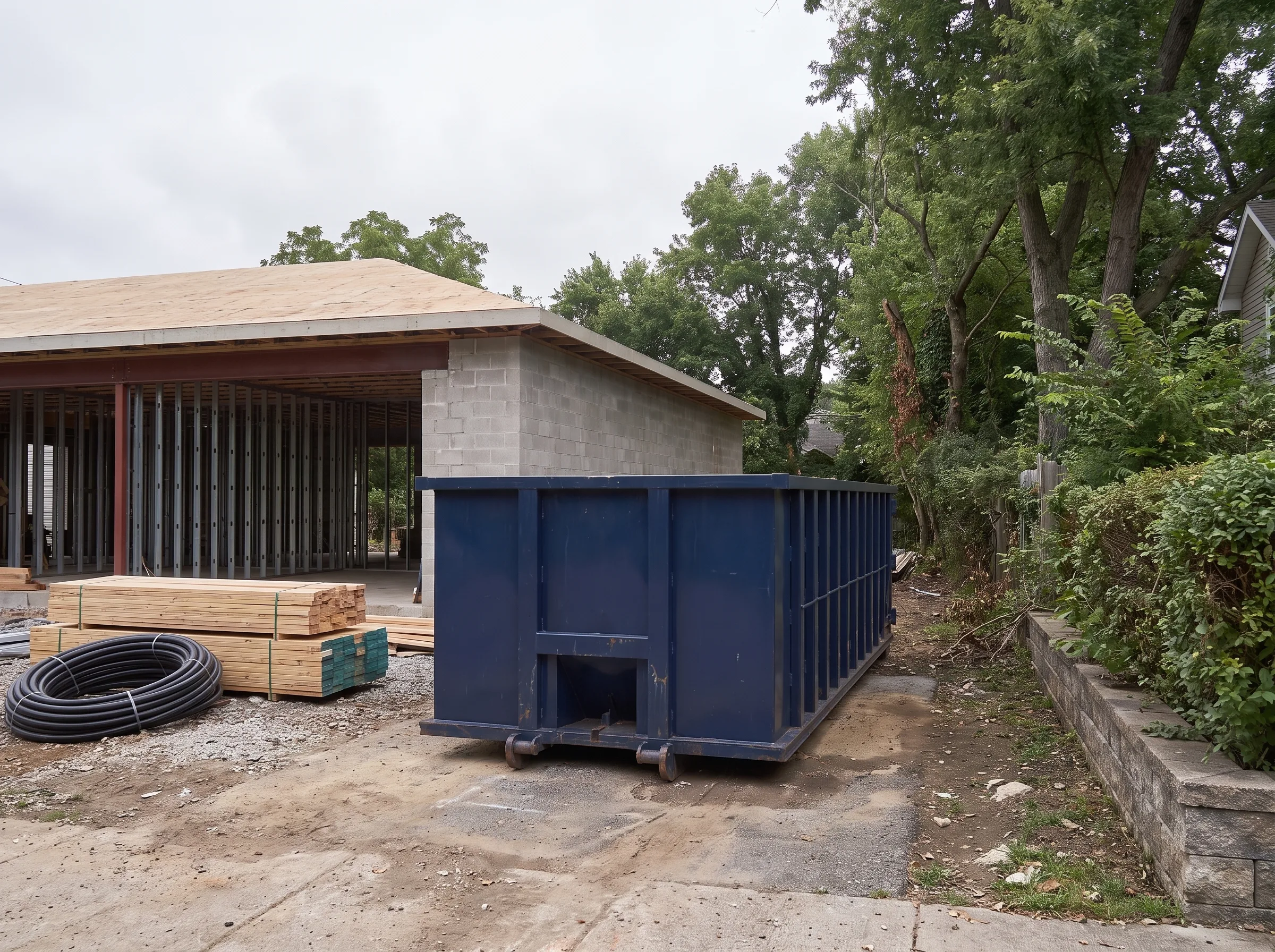 Roll-off dumpster being loaded in Vermont